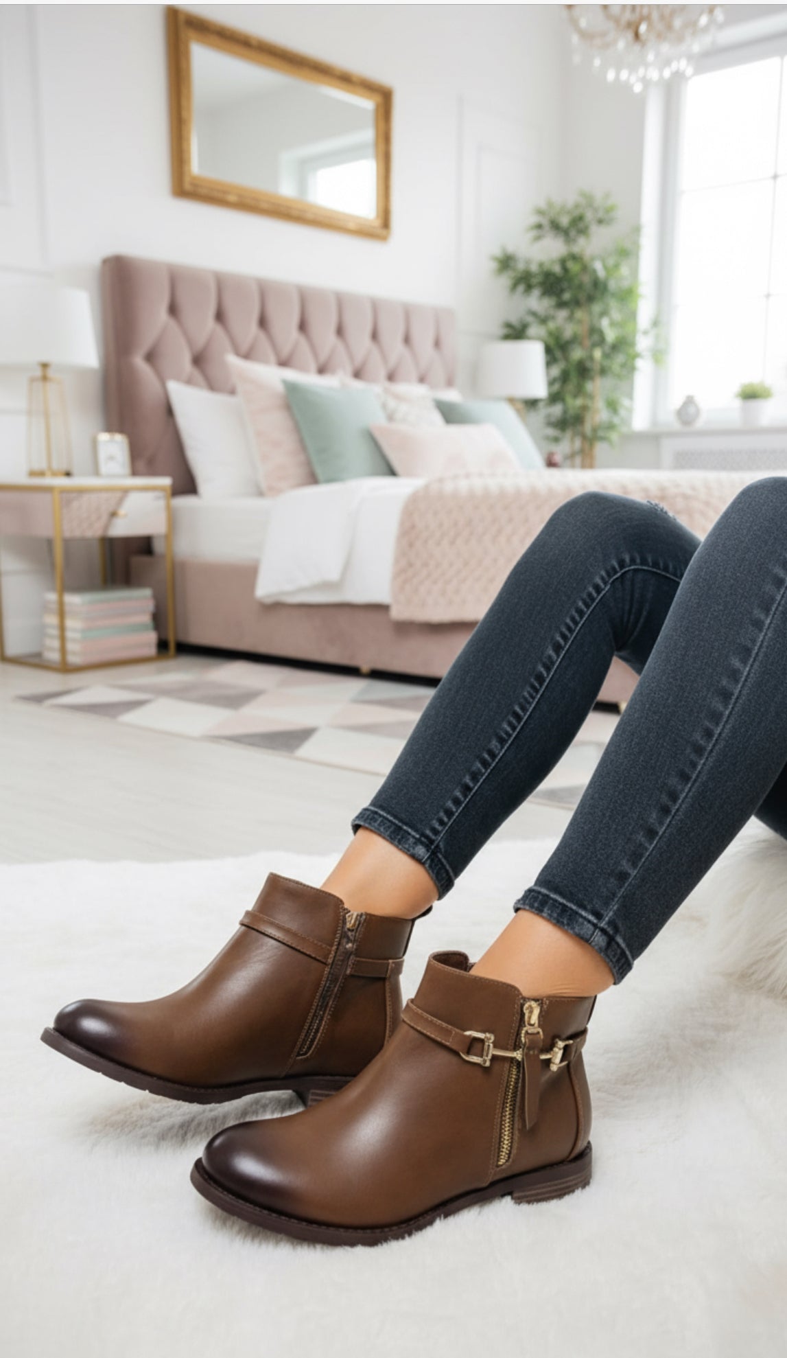 Tan Distressed Ankle Boots