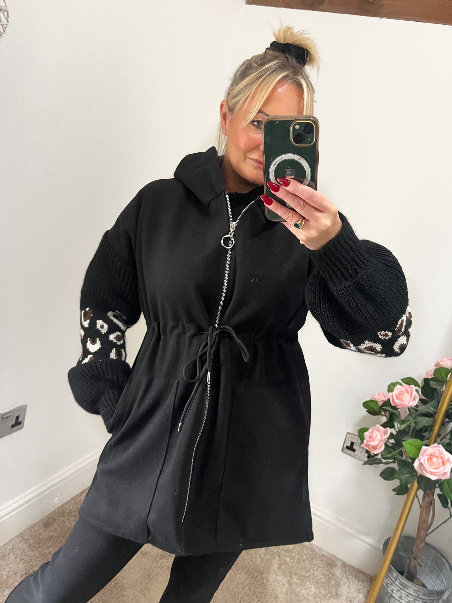 PLUS SIZE Lina Drawstring Hoodie - BLACK