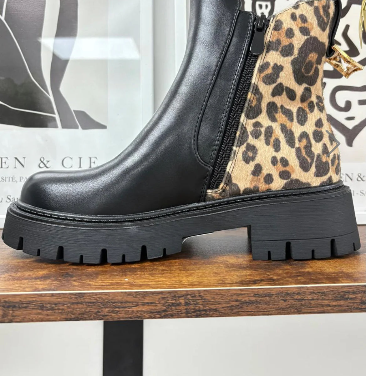 Leopard Back Chunky Chelsea Boots