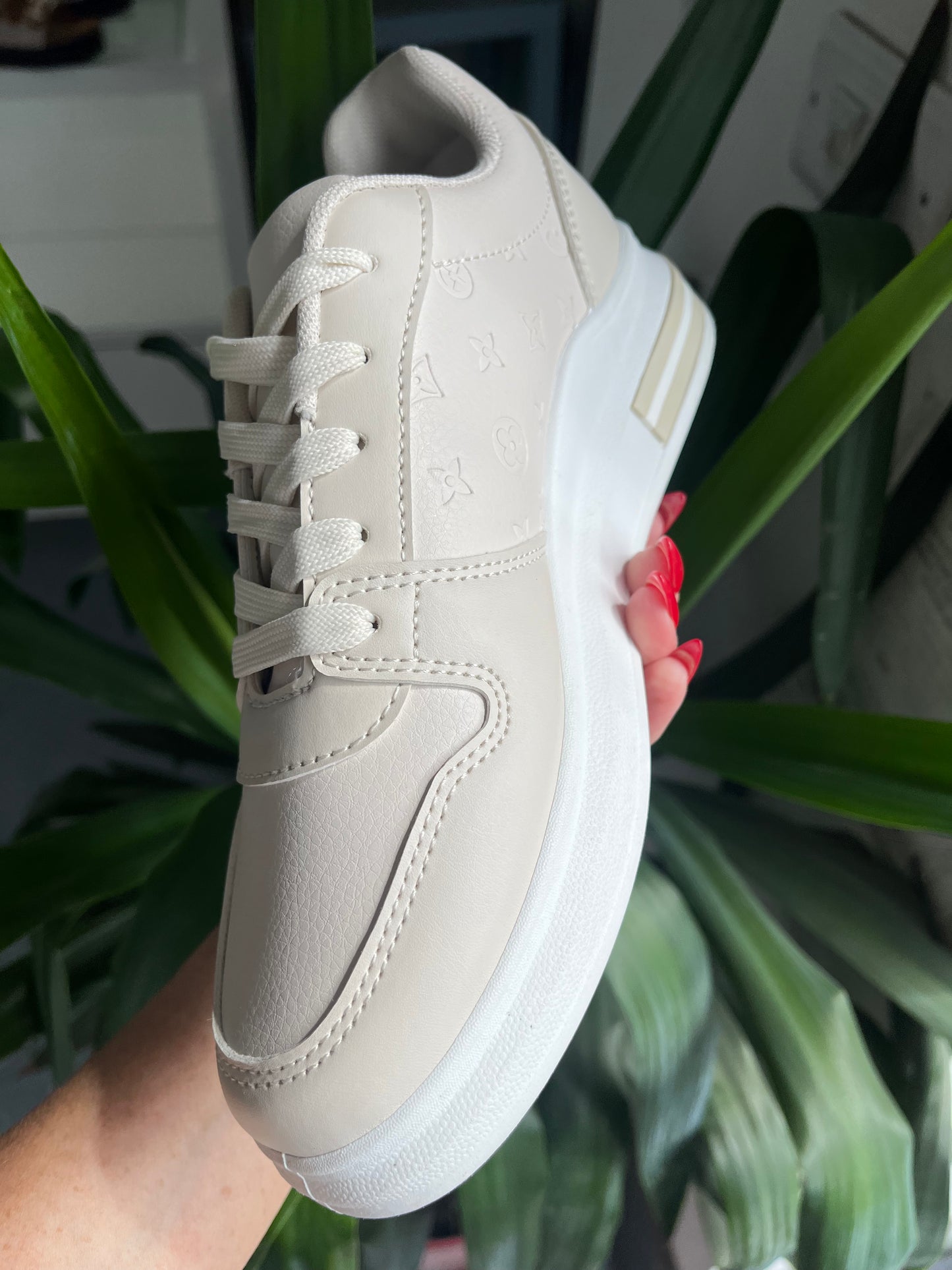 Designer Inspired Beige Trainers