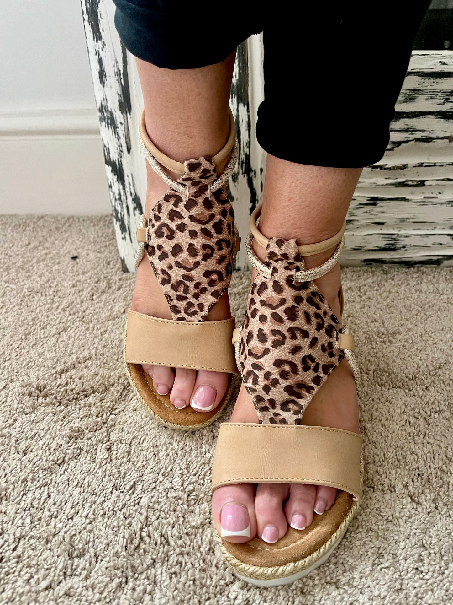 Leopard Wedges Sandals