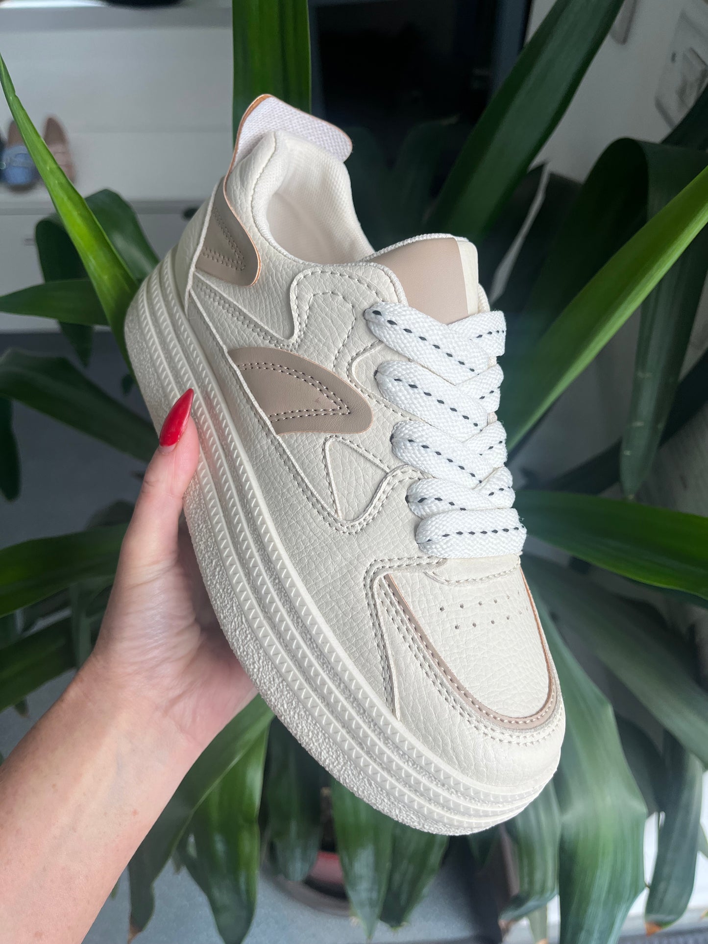 Beige Chunky Trainers