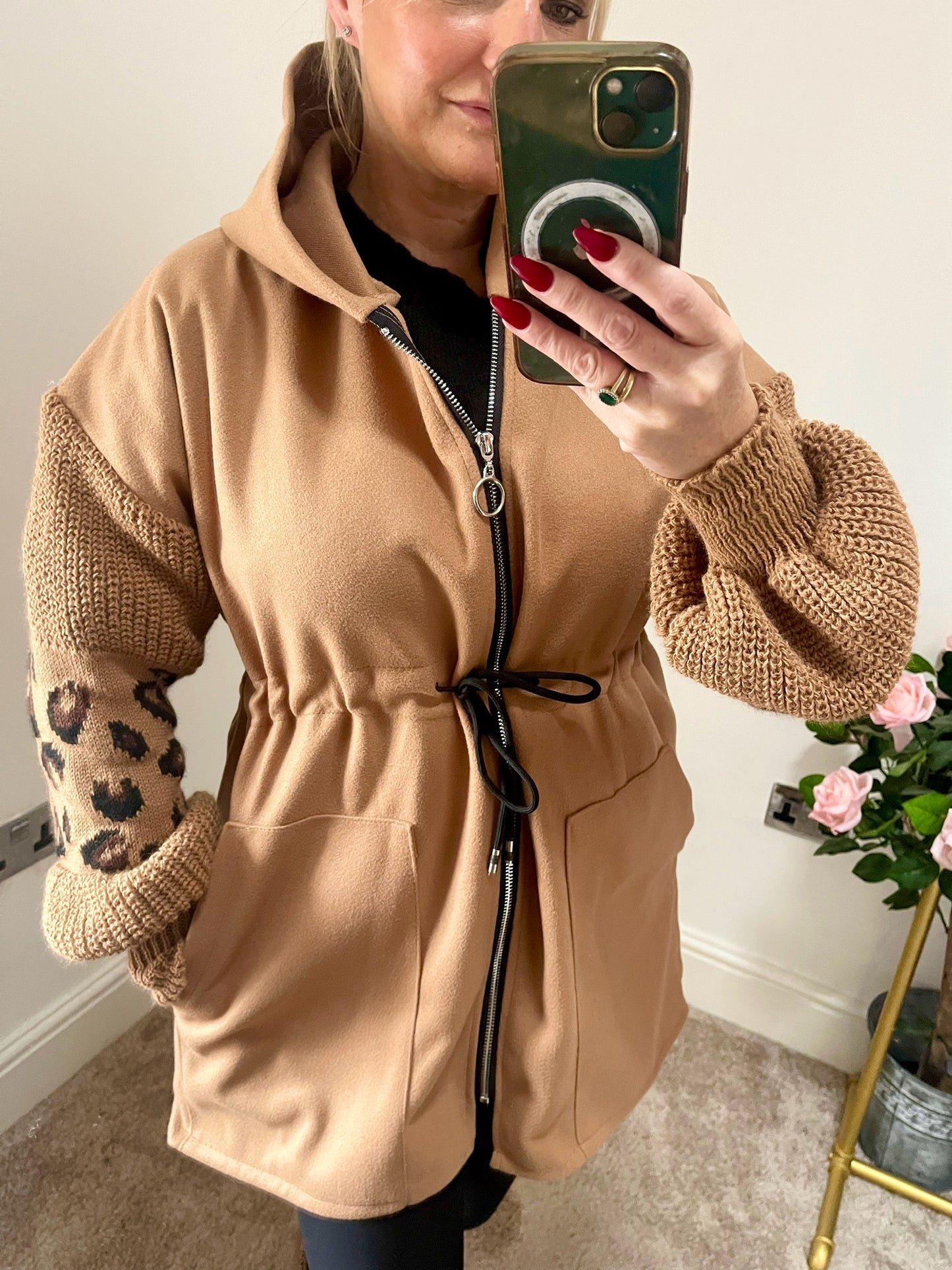 PLUS SIZE - Lina Drawstring Hoodie - CAMEL