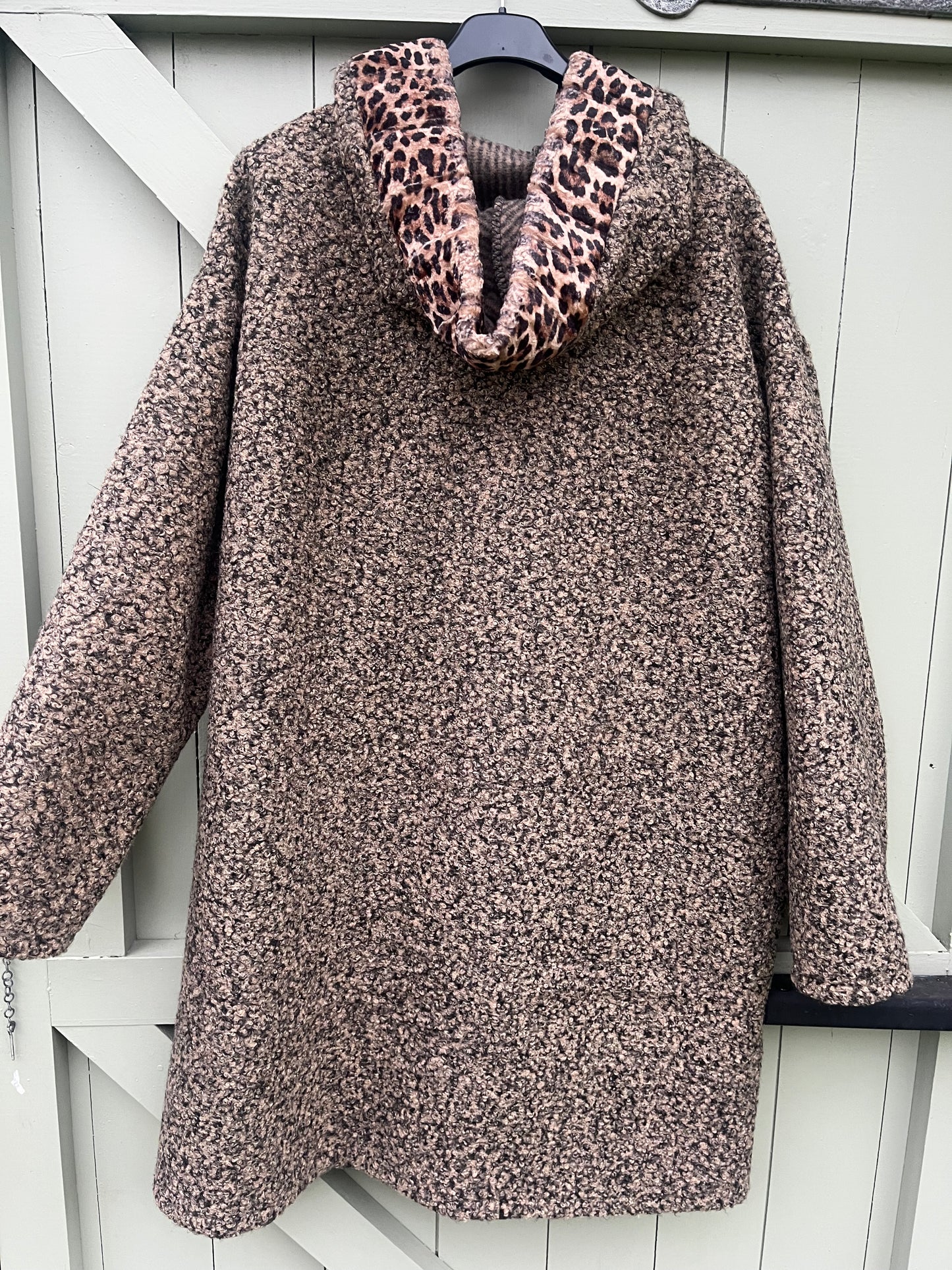 Plus Size Hooded Boucle Coatigan