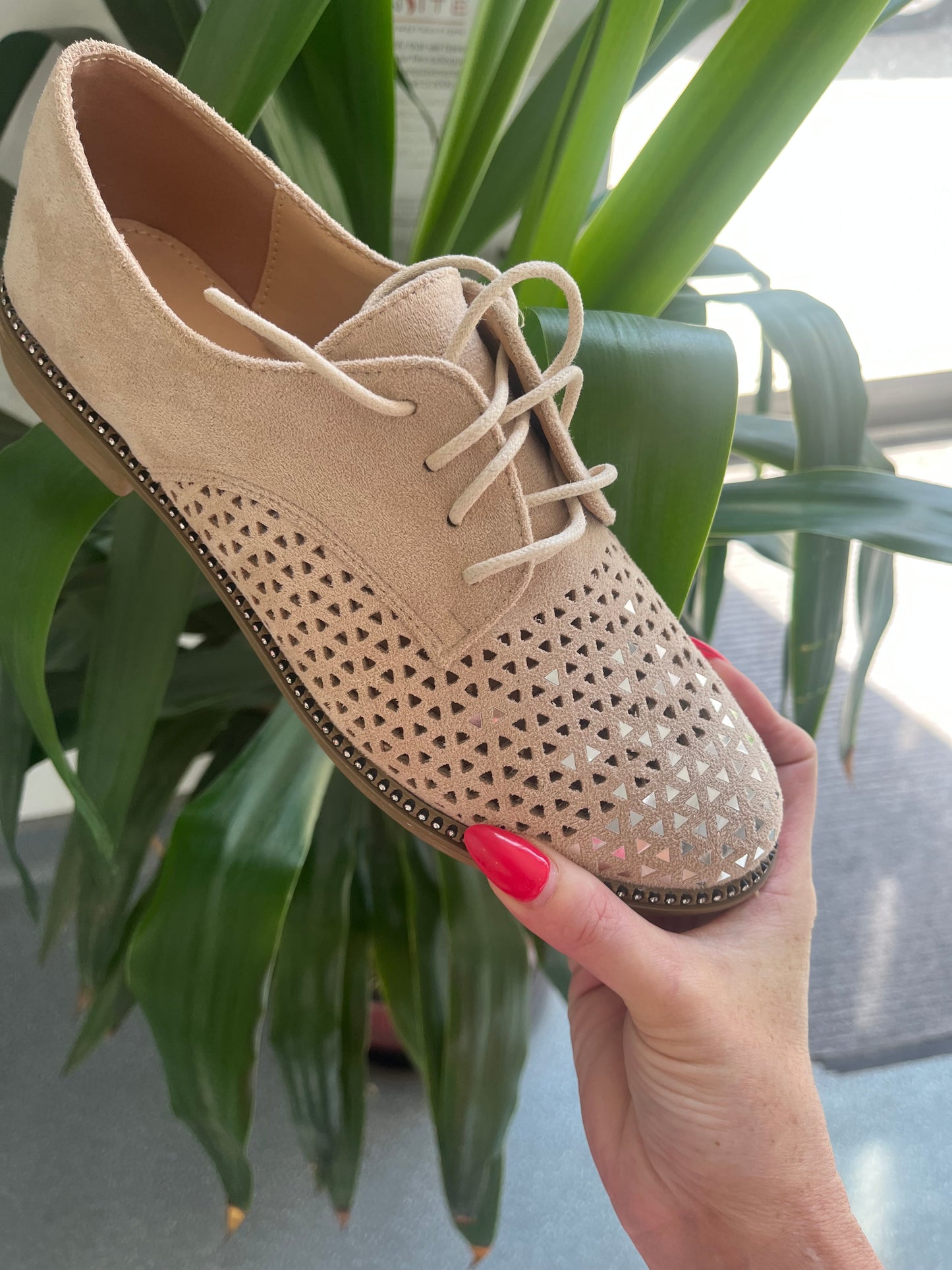 Taupe Diamante Brogues - ORDER ONE SIZE UP