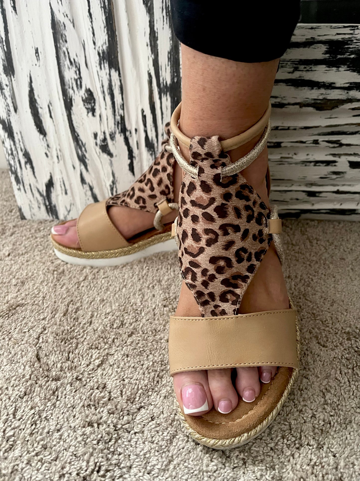 Leopard Wedges Sandals