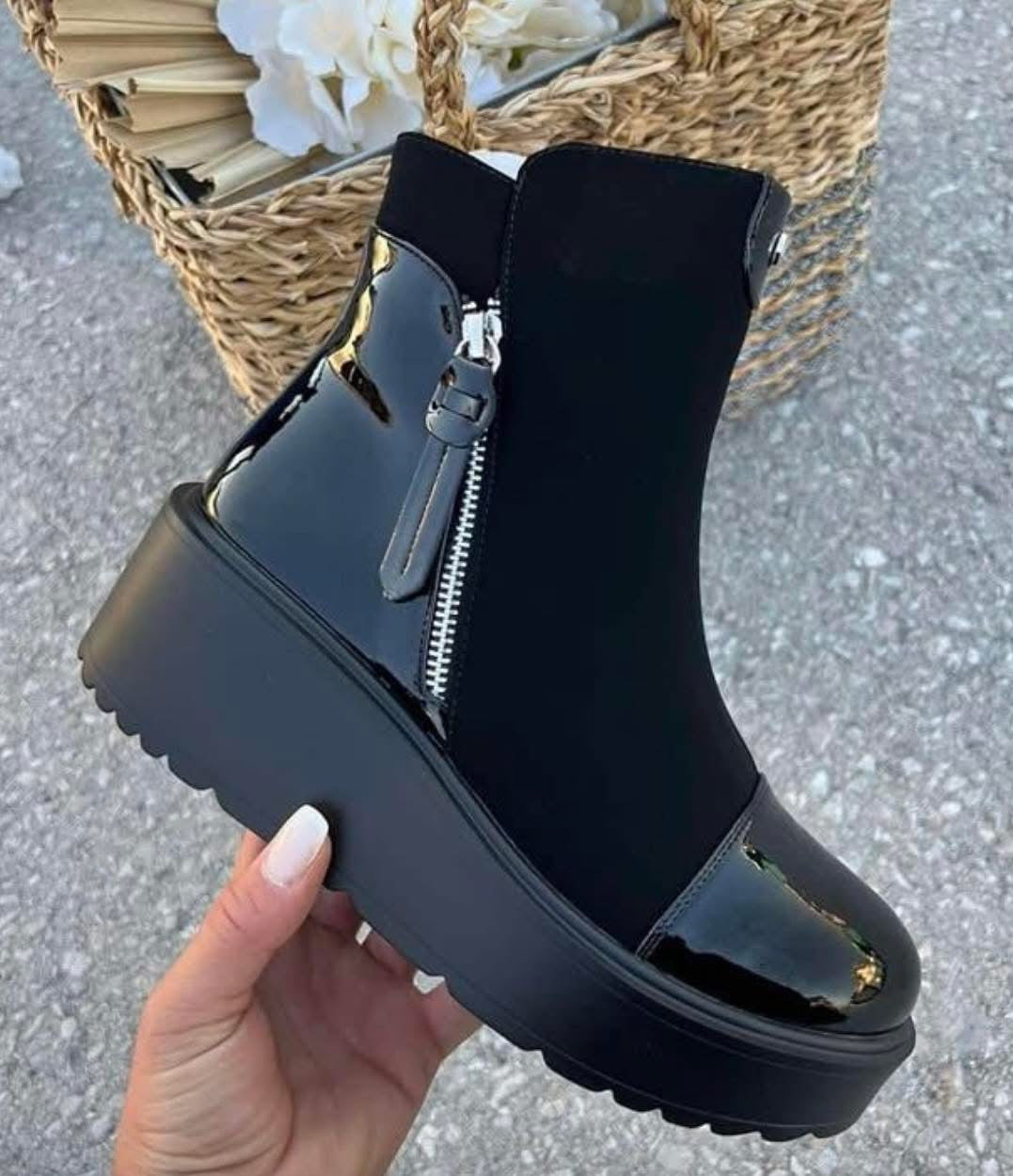 Black Platform Ankle Boots