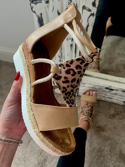 Leopard Wedges Sandals