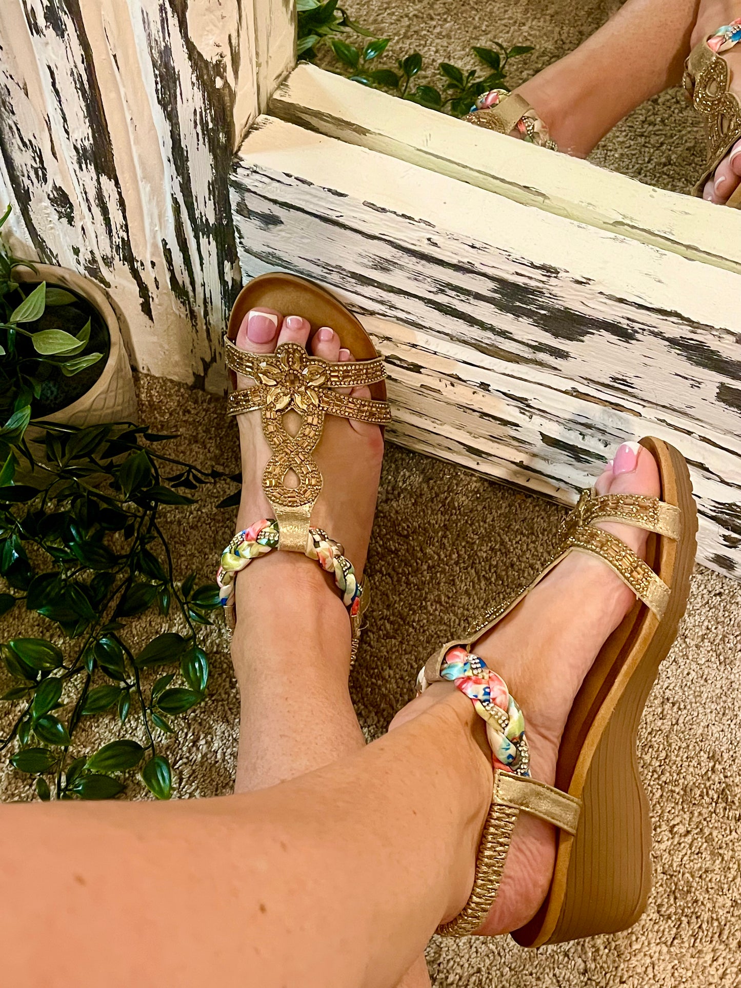 Rose Gold Comfort Wedges