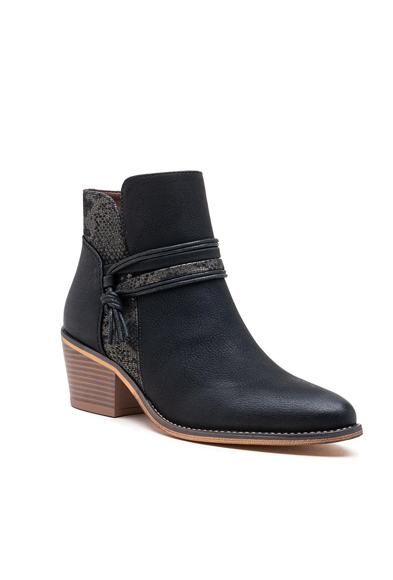 Black Western Leopard Ankle Boots