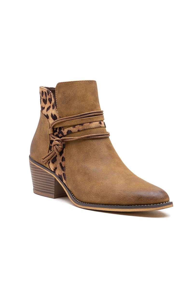 Camel Western Leopard Ankle Boots