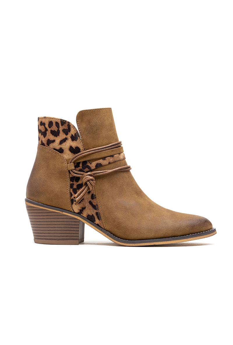 Camel Western Leopard Ankle Boots