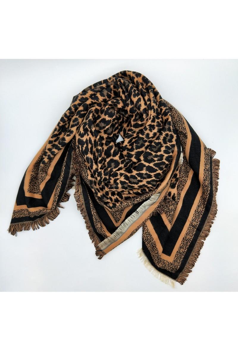 Leopard Print Scarf - Tan