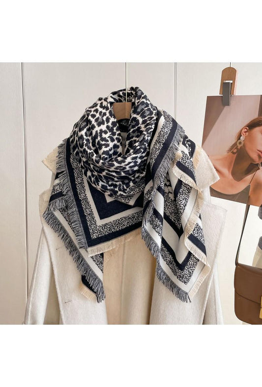 Leopard Print Scarf -Black