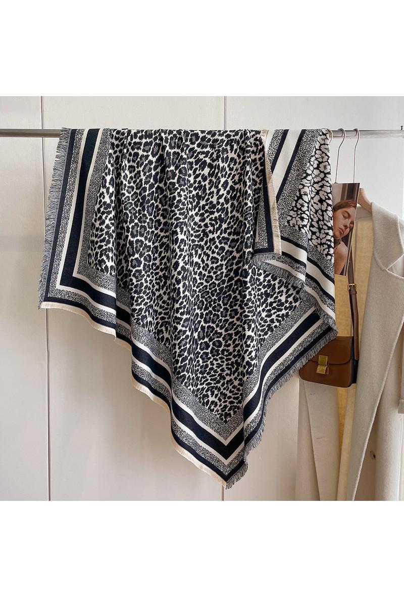 Leopard Print Scarf -Black