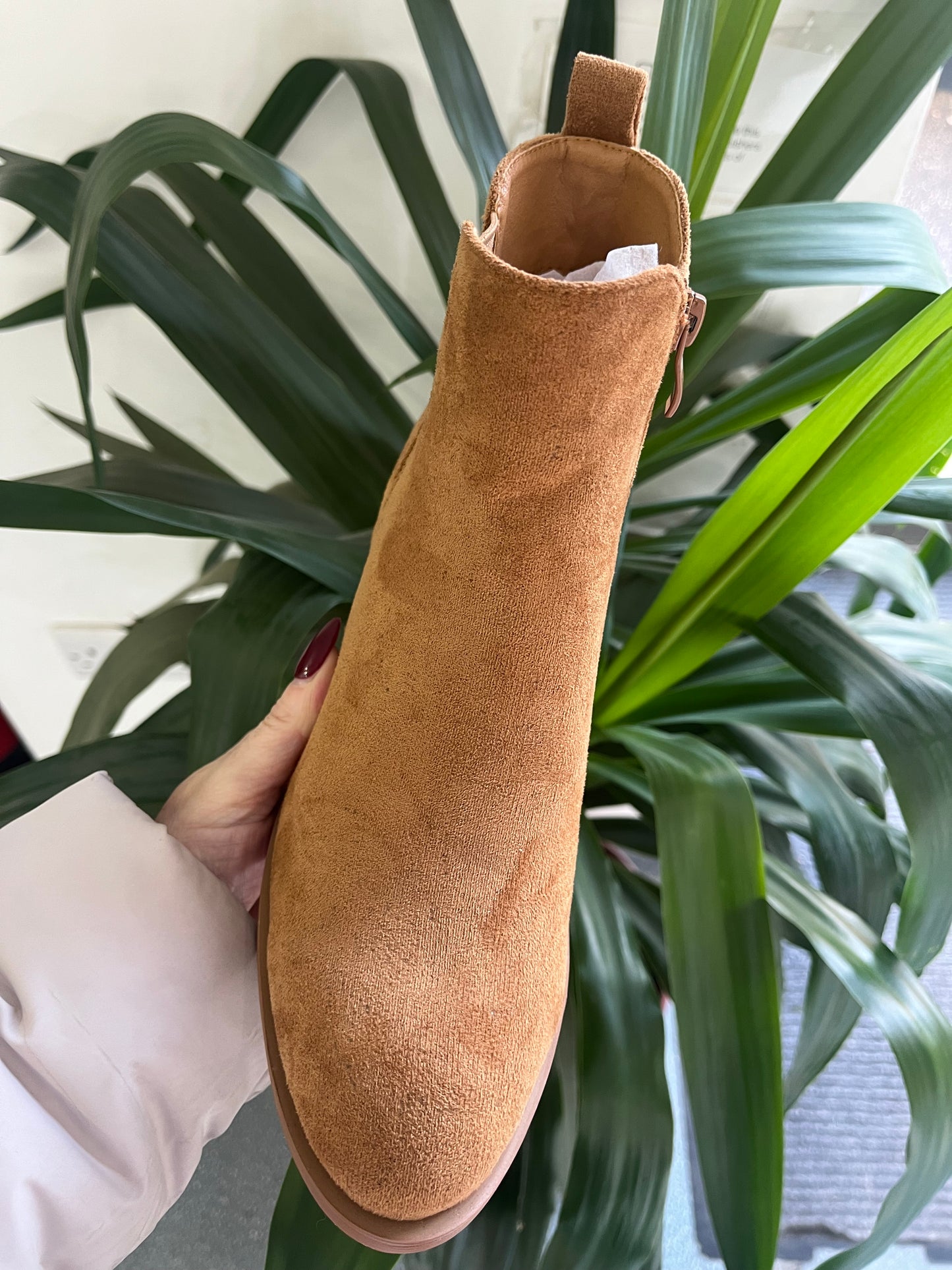 Tan Suedette Ankle Boots