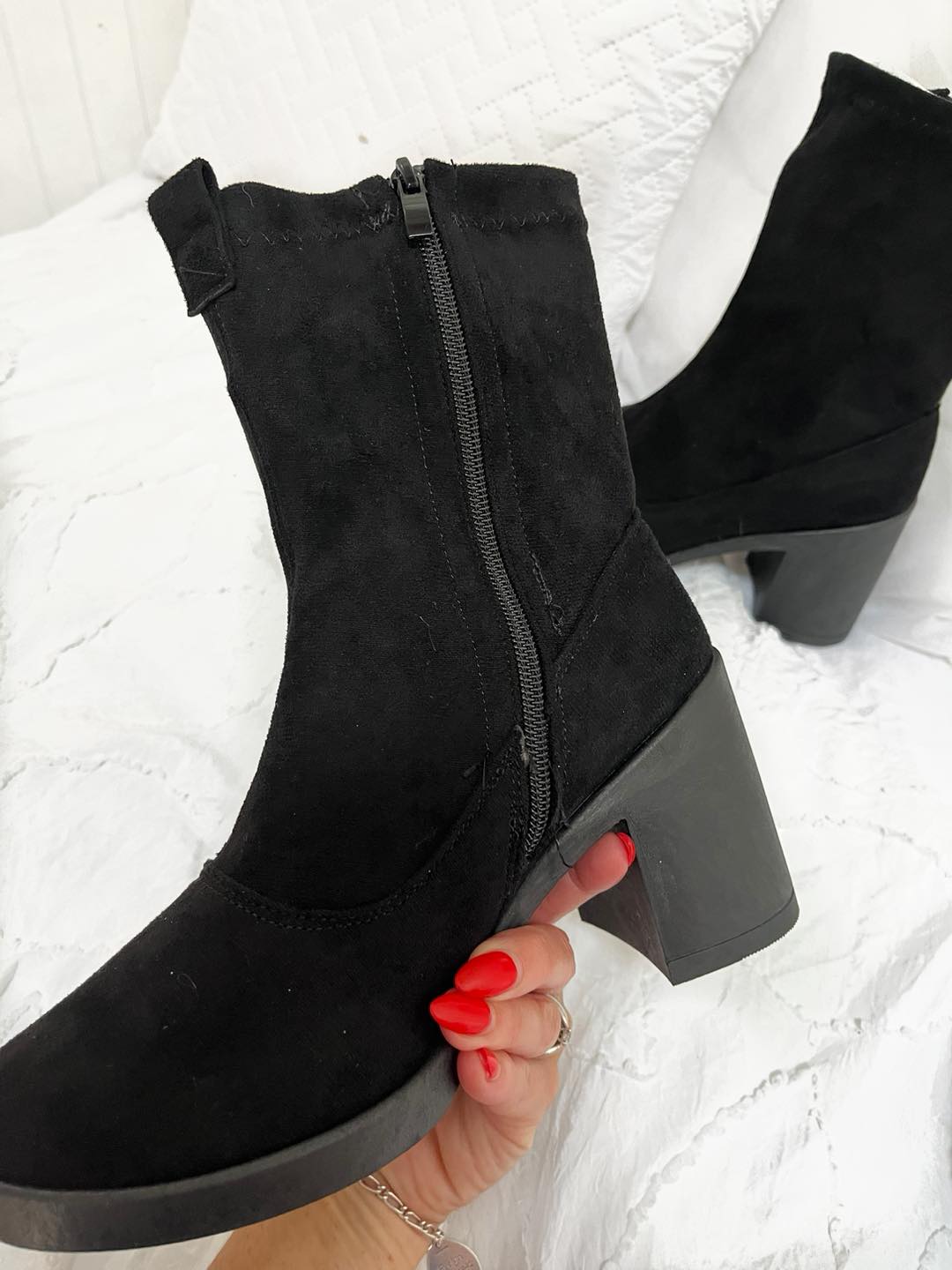Suedette Block Heel Boots