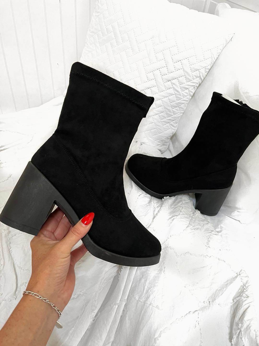 Suedette Block Heel Boots