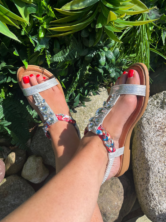 Silver Platt Strap Sandals