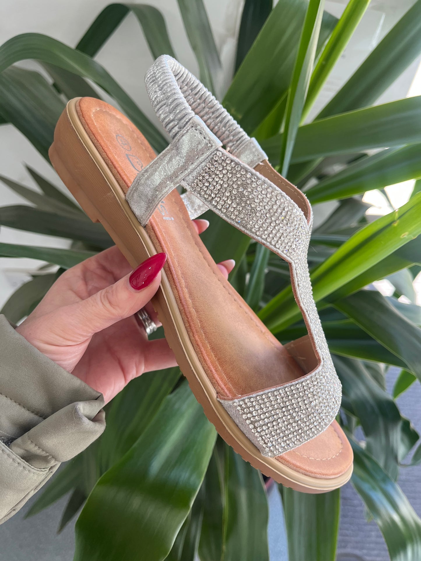 Silver Swirl Diamante Sandals