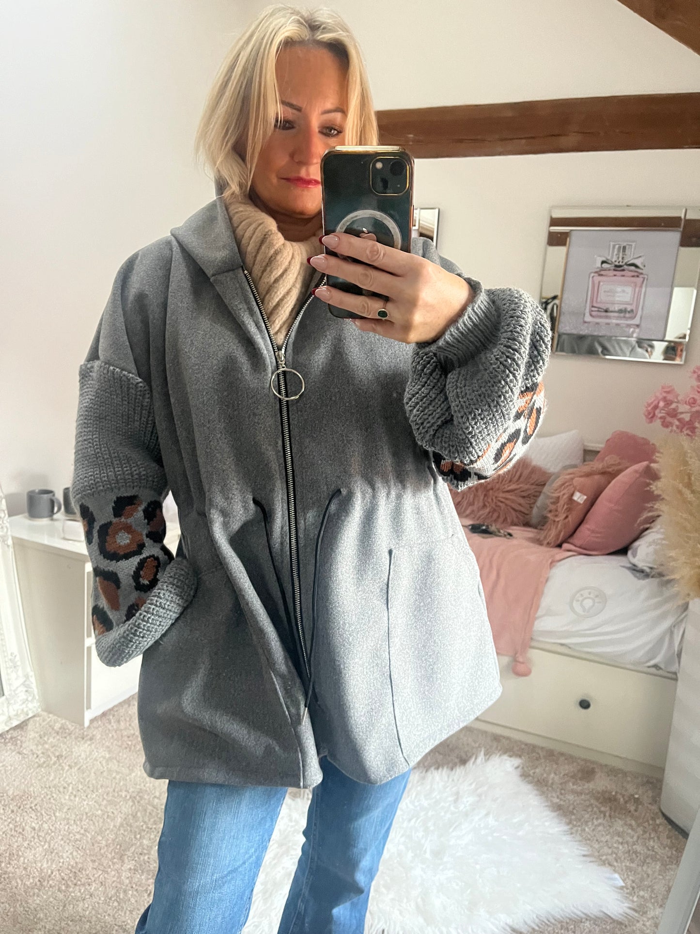 Plus Size Lina Snuggle Jacket - Dark Grey