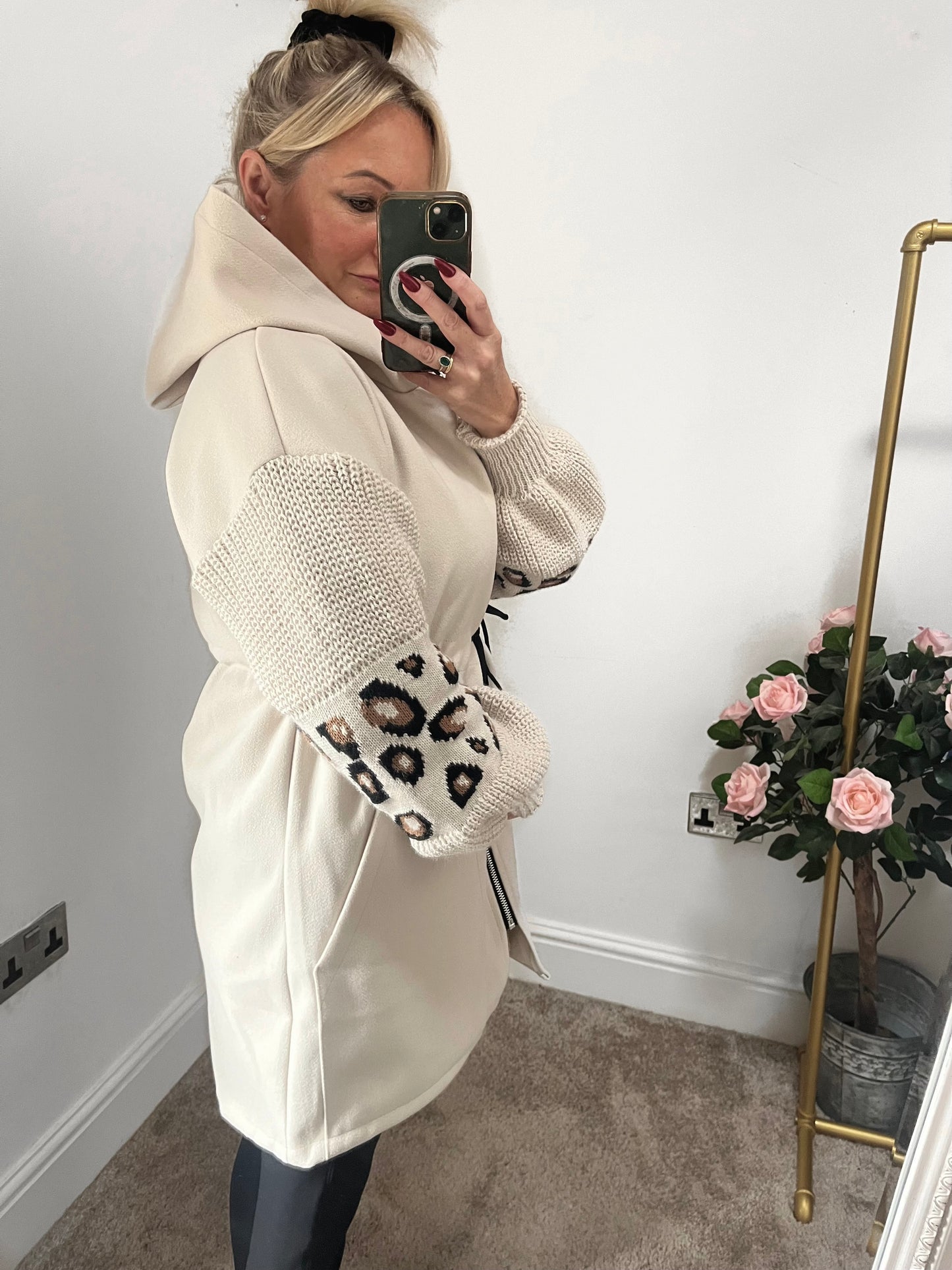 PLUS SIZE Lina Drawstring Hoodie - BEIGE