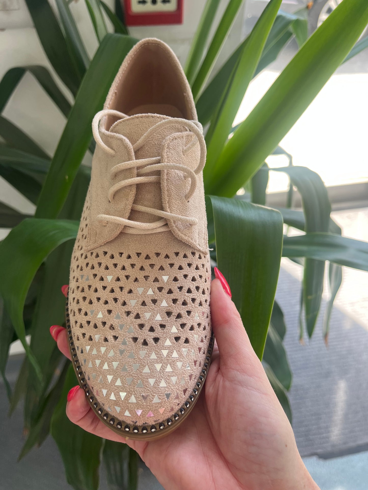 Taupe Diamante Brogues - ORDER ONE SIZE UP