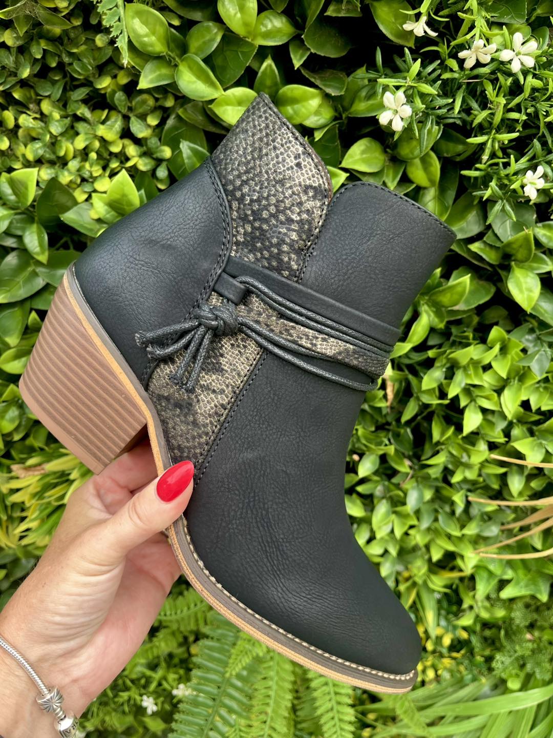 Black Western Leopard Ankle Boots