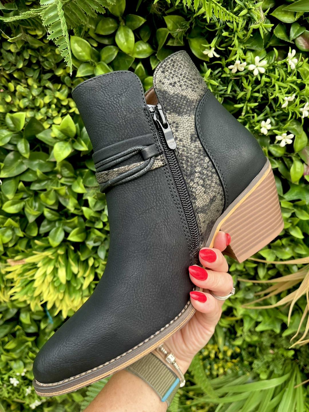 Black Western Leopard Ankle Boots