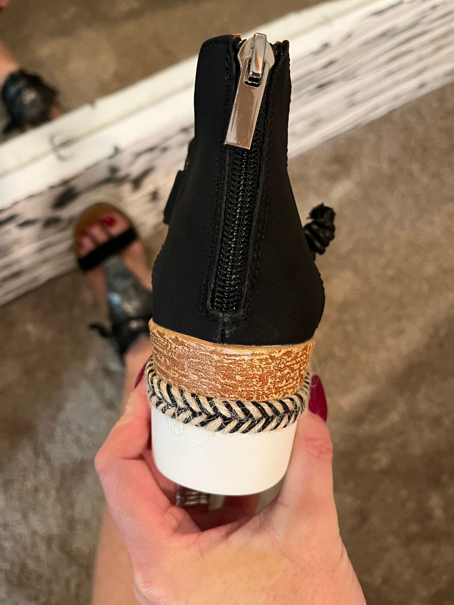 Tru Black Wedge Sandals