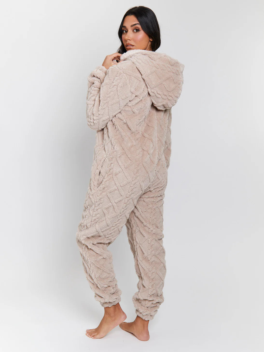 Taupe Cable Cutwork All in Onesie