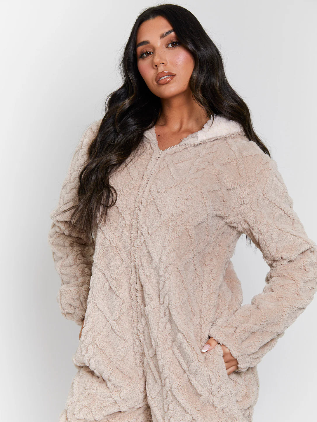 Taupe Cable Cutwork All in Onesie