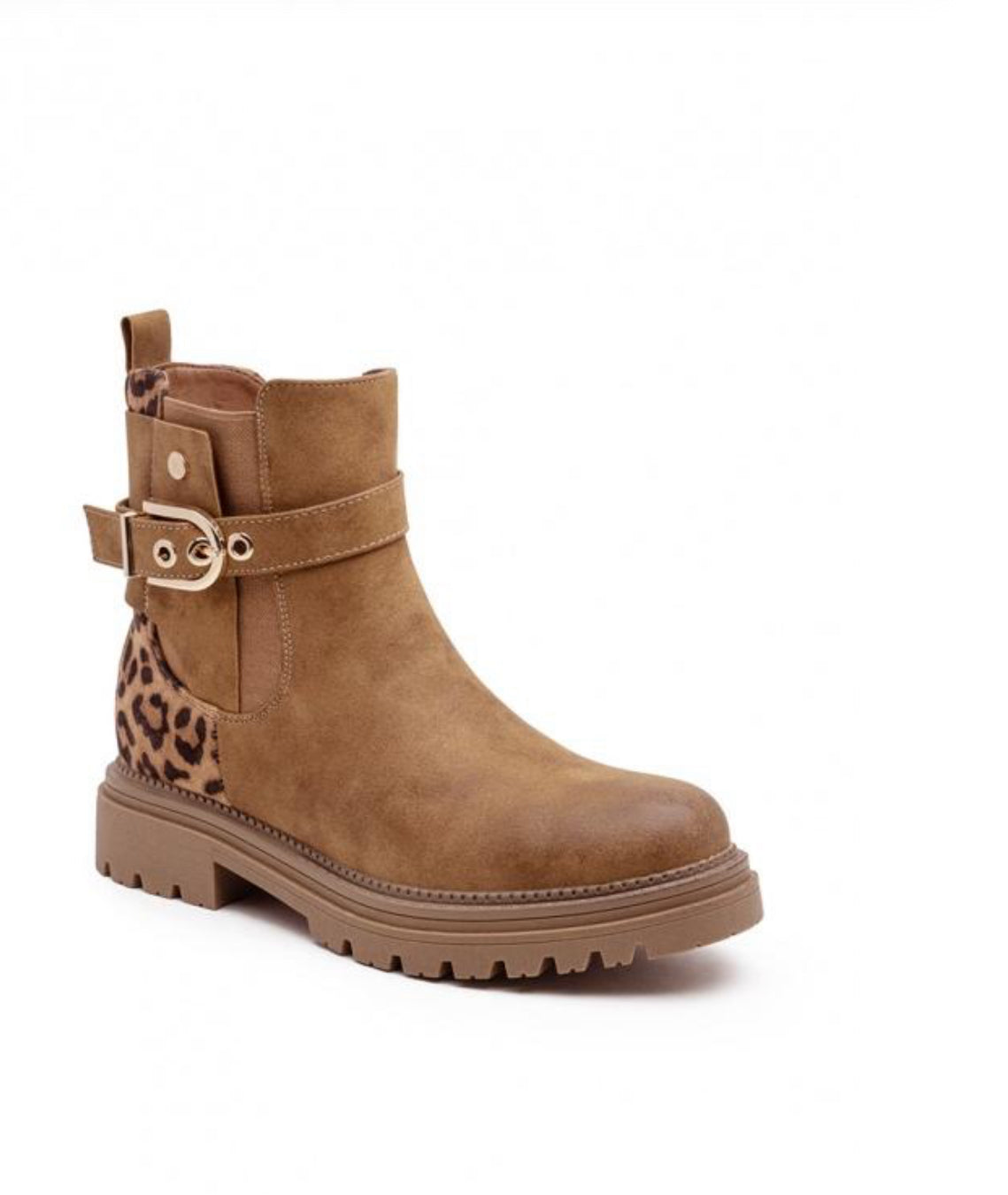 Leopard Back Chelsea Boots - Tan