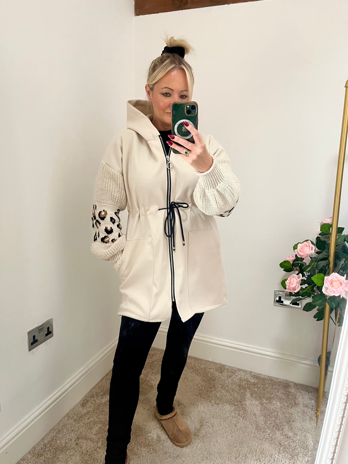 PLUS SIZE Lina Drawstring Hoodie - BEIGE