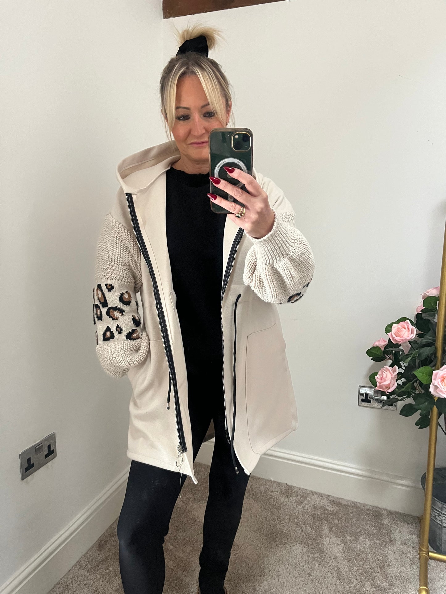 PLUS SIZE Lina Drawstring Hoodie - BEIGE