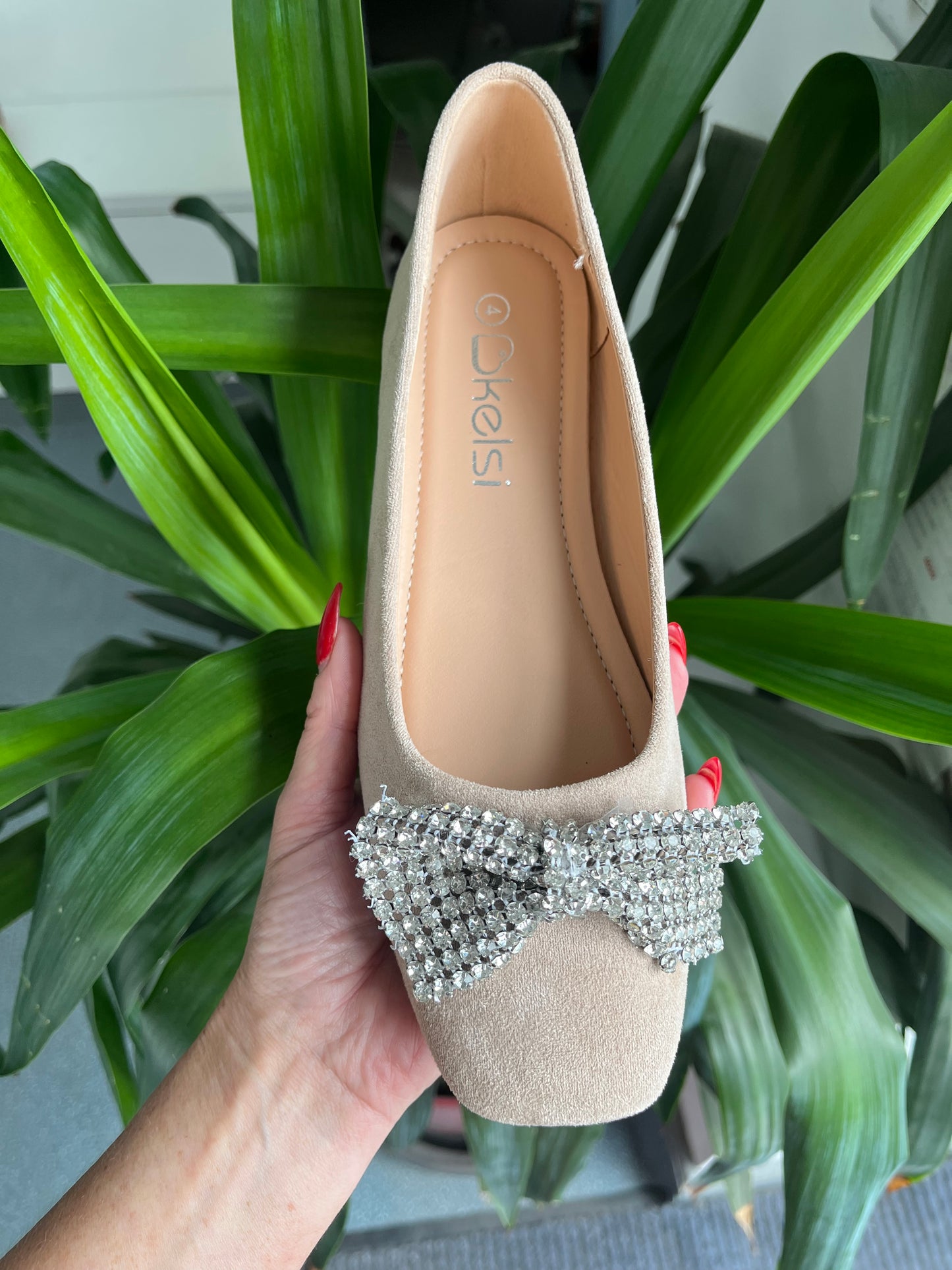 Diamante Bow Ballet shoes