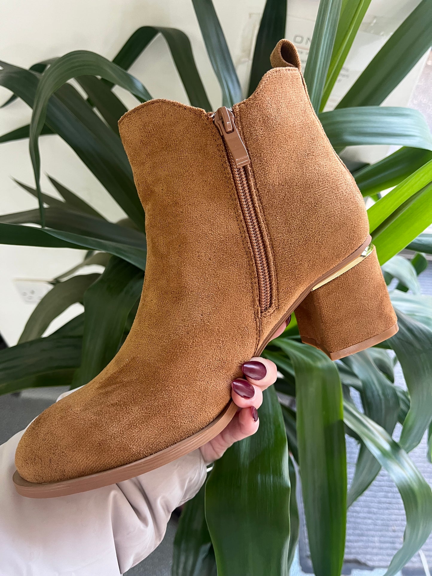Tan Suedette Ankle Boots