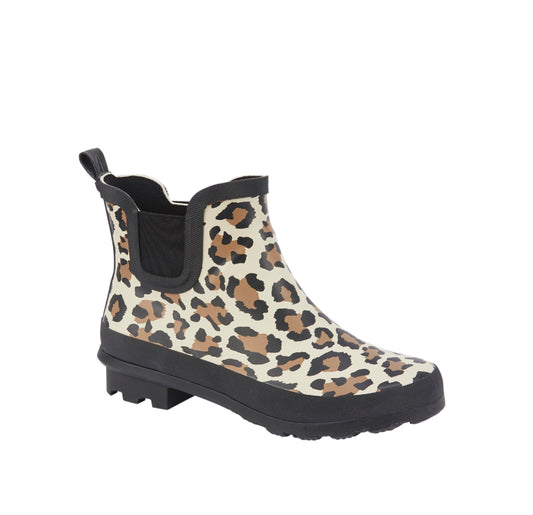 Leopard Print Ankle Wellie Boots