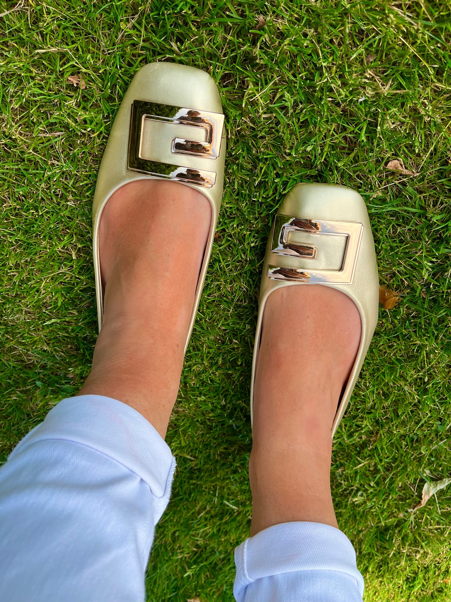 G Gold Cushioned Ballet Pumps