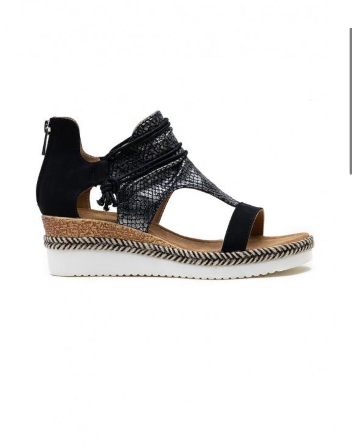 Tru Black Wedge Sandals
