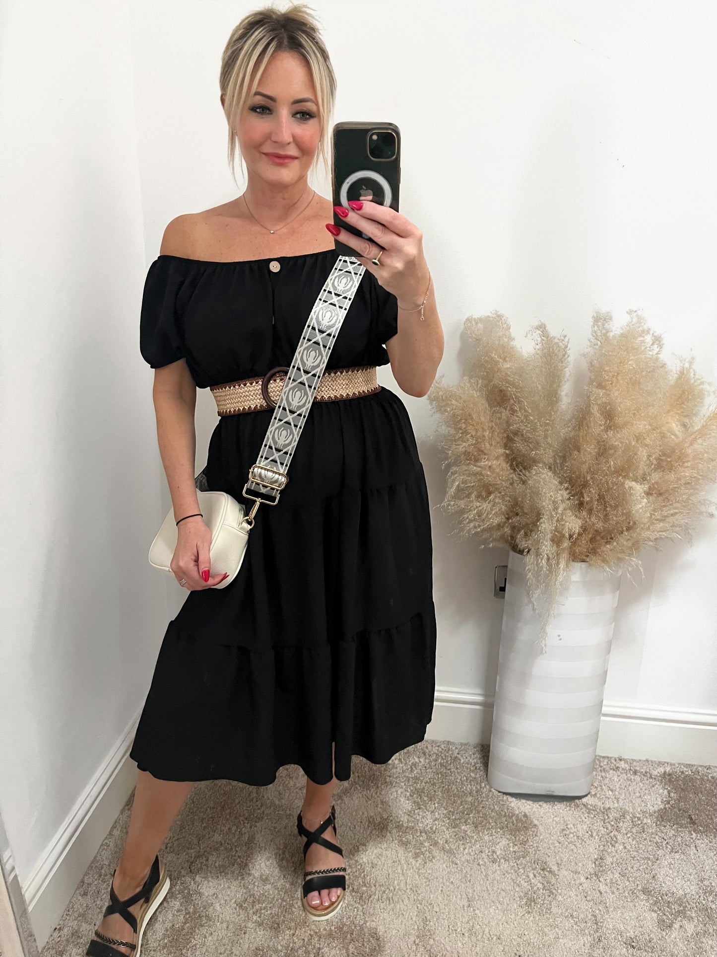 Coco Black Shirred Waist Magic Dress