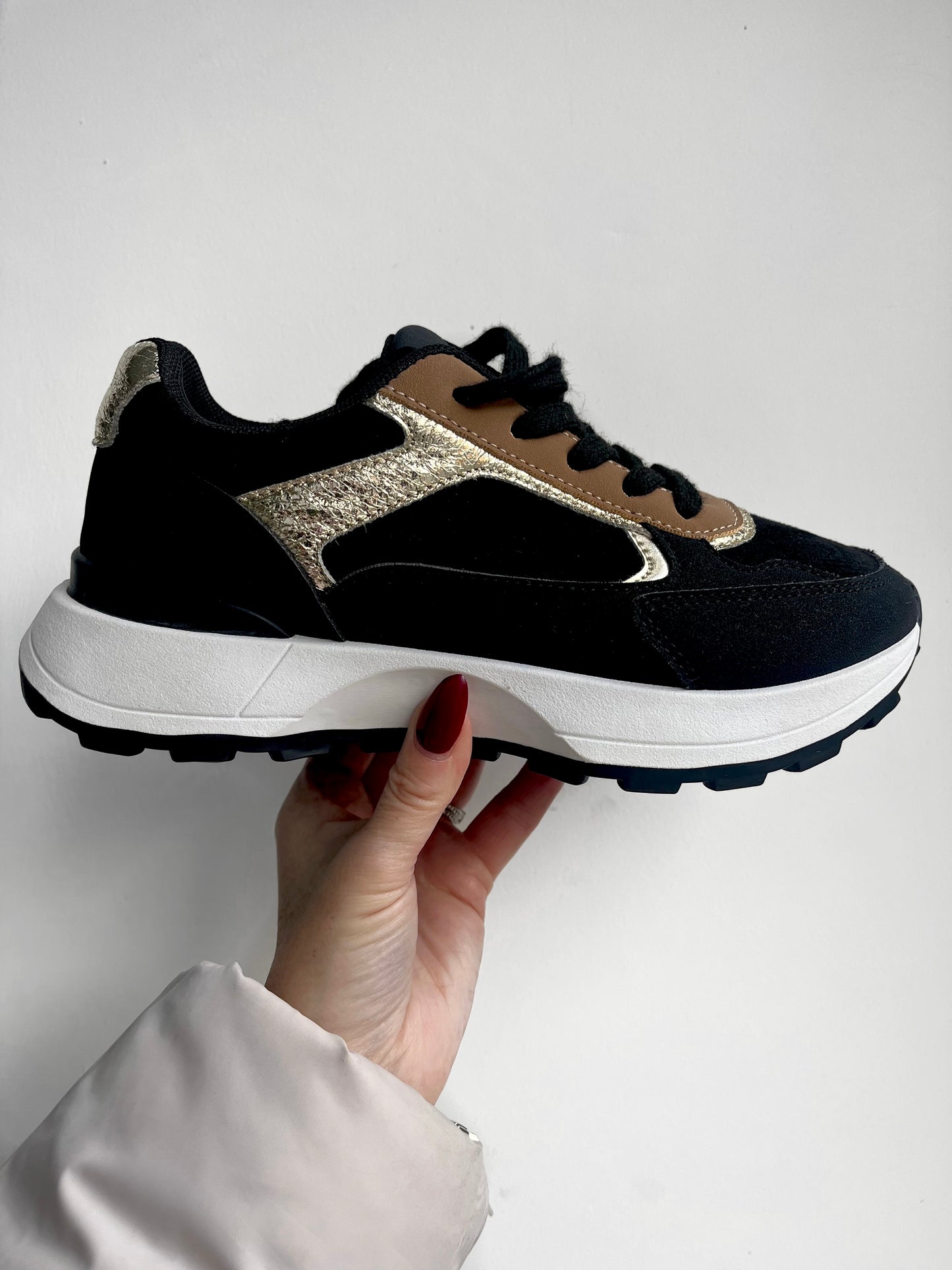Black & Gold Tan Trainers