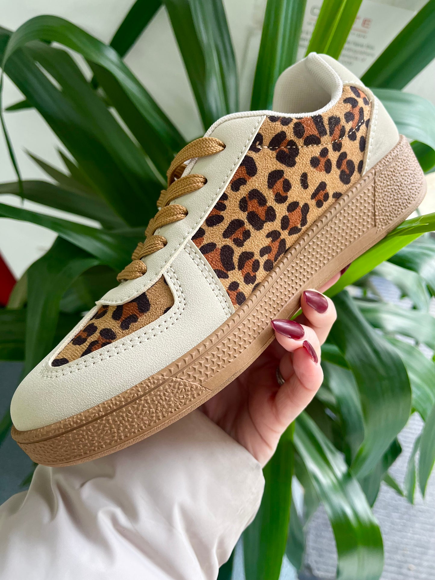 Leopard Lace Trainer Sneakers