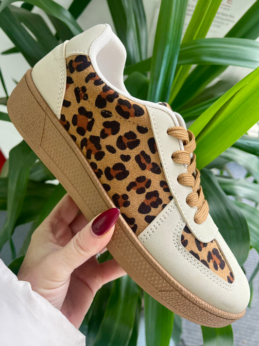 Leopard Lace Trainer Sneakers