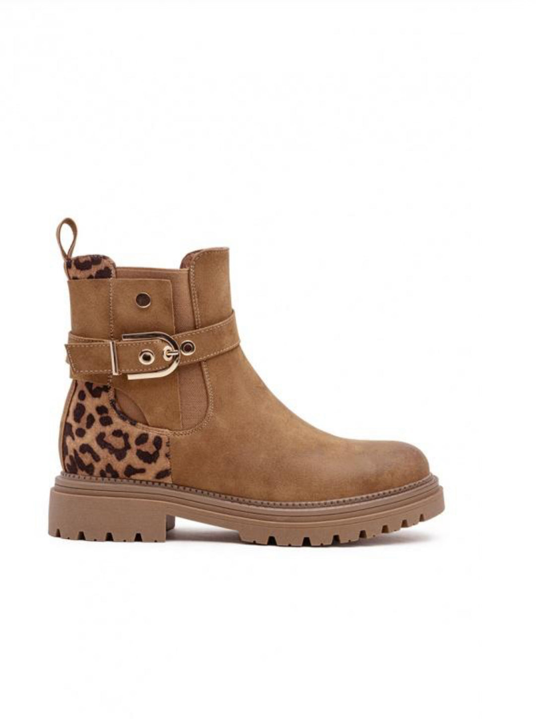 Leopard Back Chelsea Boots - Tan