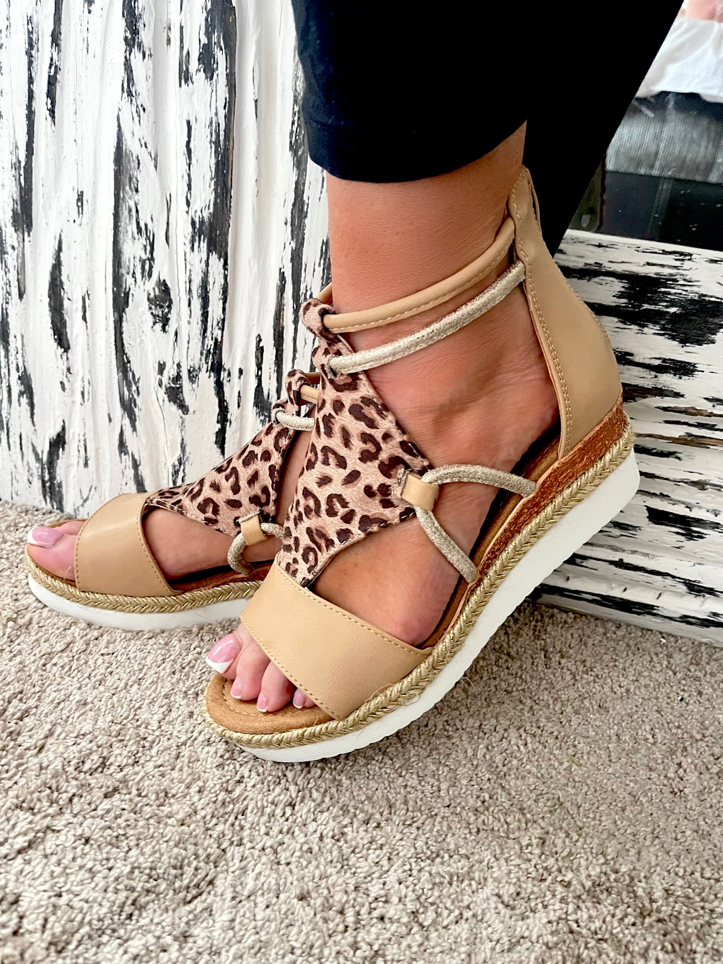 Leopard Wedges Sandals