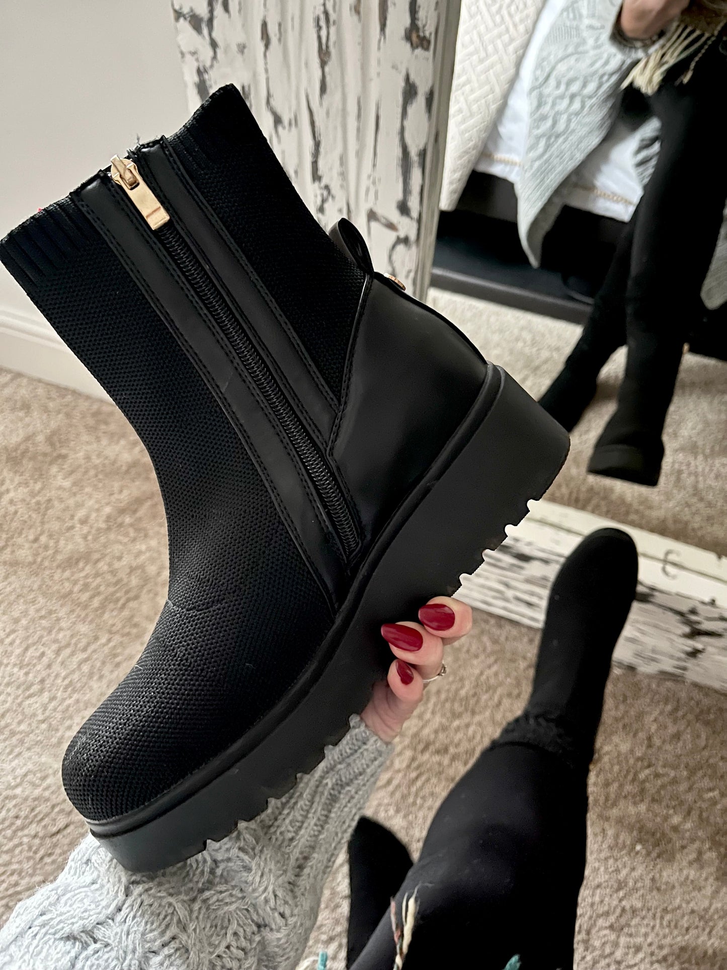 Black Flatform Sock Boots