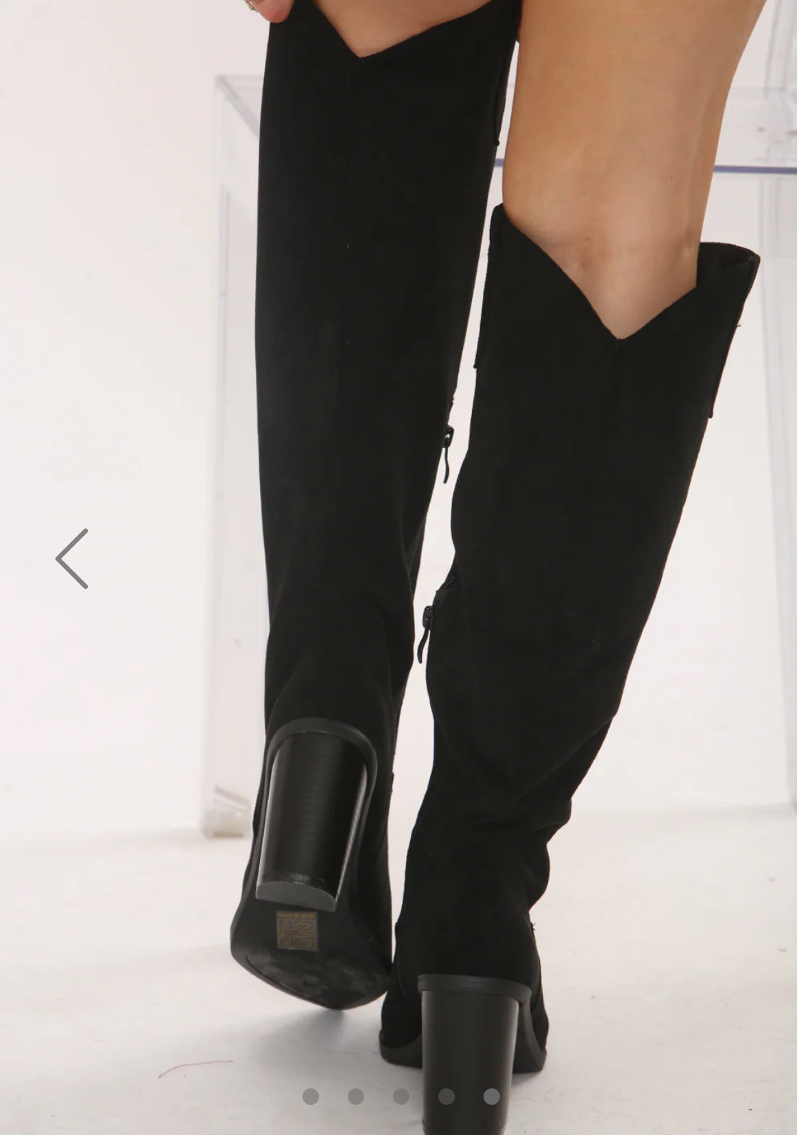 Knee High Black Suede Cowboy Block Heel Boot
