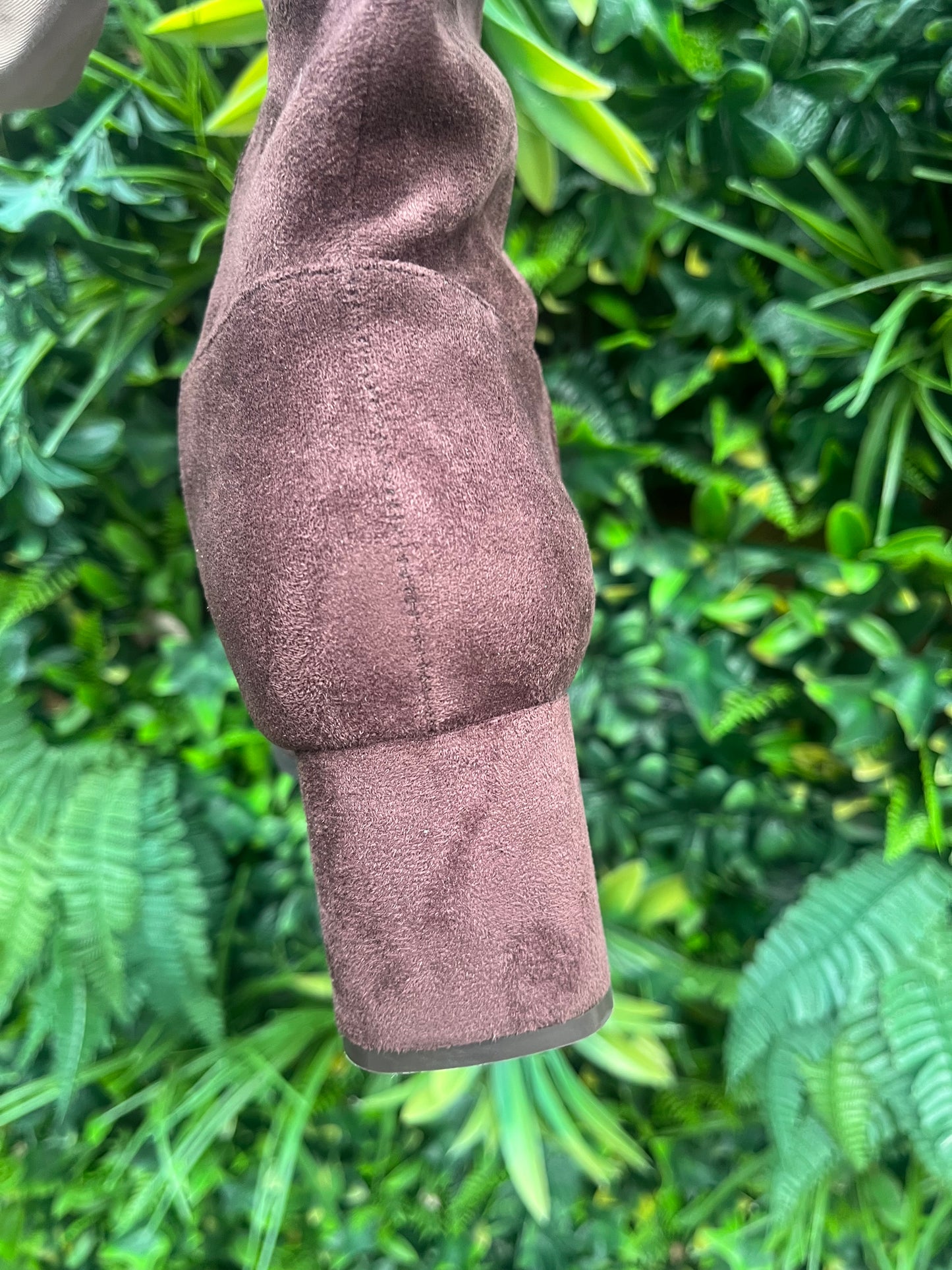 Low block Heel Ruched Boots - Brown