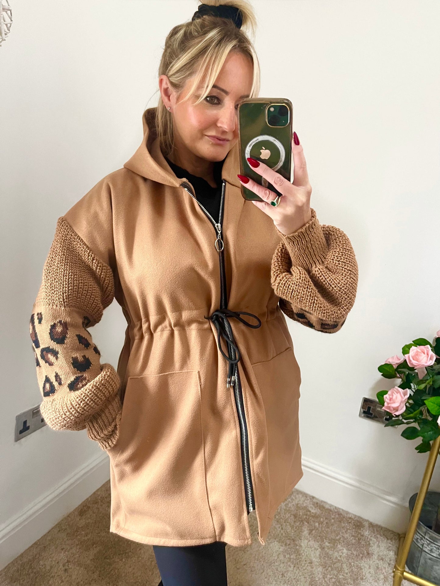 PLUS SIZE - Lina Drawstring Hoodie - CAMEL